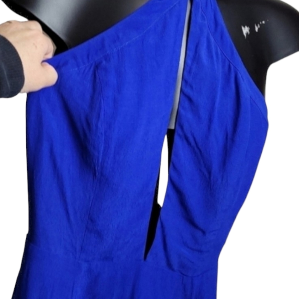 Lovers + Friends Journey & Flare dress cobalt Blue Halter mini Cut-out Women's M - Picture 7 of 15